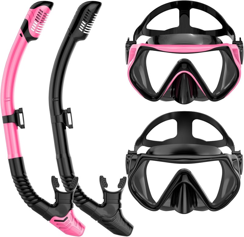 wutrye Snorkeling Gear for Adults, Dry-Top Snorkel Set Scuba Diving mask, Snorkel Mask, Panoramic Anti-Leak Anti-Fog Tempered Glass Lens, Swimming Training Snorkeling Packages - Image 1